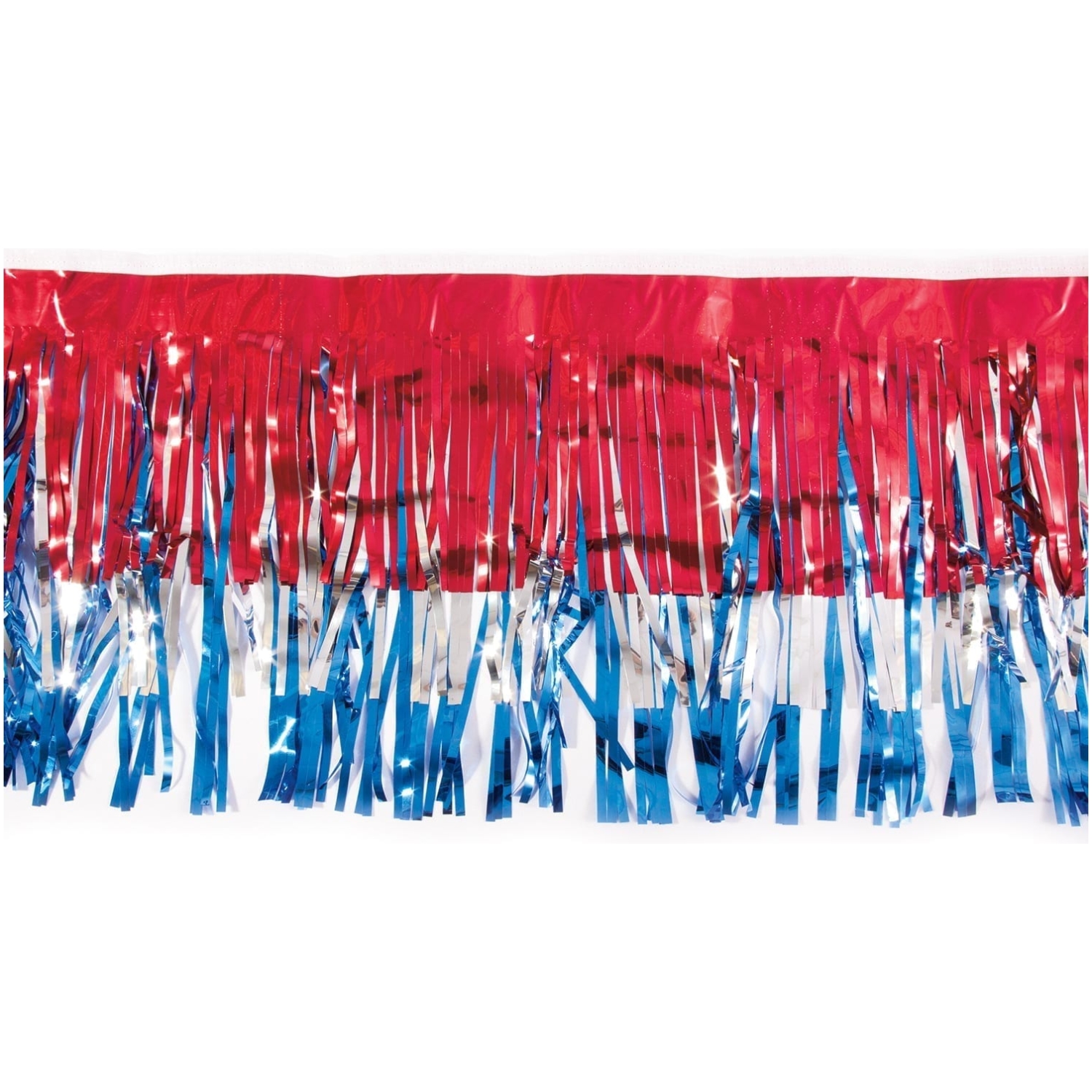60' Metallic Red Silver and Blue Streamers - Flag Center